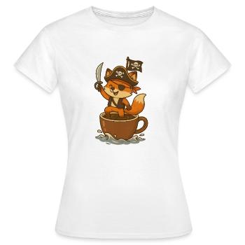 Pirate renard avec cache-œil et drapeau au trésor - T-shirt Femme - blanc - Devant - AI Model Female 172 dark (172cm)