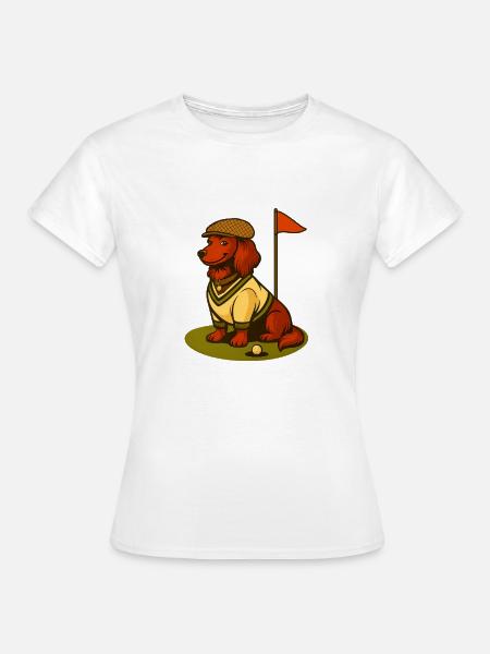 Golf Dackel im Retro-Outfit mit Fahne. - Frauen T-Shirt - Weiß