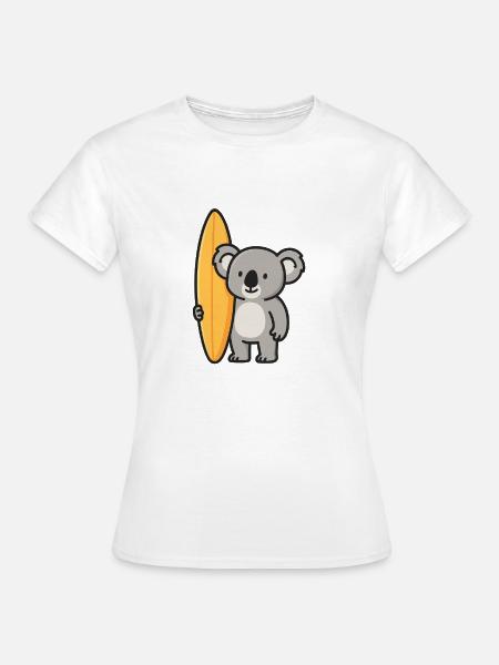 Koala Surfer – Australisches Funshirt - Frauen T-Shirt - Weiß
