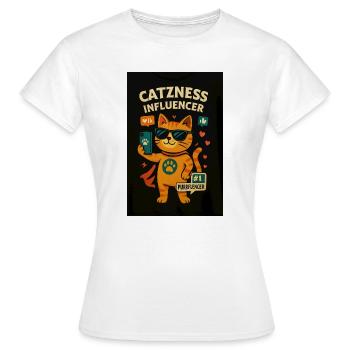 Cat influencer with sunglasses - Women's T-Shirt - white - Front - AI Model Female 172 dark (172cm)