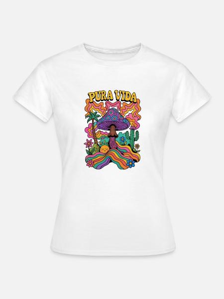 PURA VIDA SHROOM WORLD - Frauen T-Shirt - Weiß
