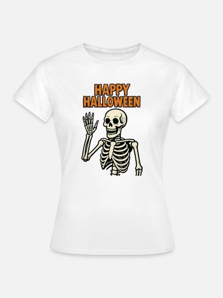 Frohes Halloween - Skelett - Frauen T-Shirt - Weiß