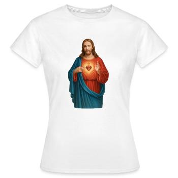 Herz Jesu Lichtstrahlen Illustration - Frauen T-Shirt - Weiß - Vorne - AI Model Female 172 dark (172cm)