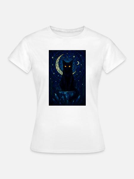 Mondnacht Katzenzauber - Frauen T-Shirt - Weiß