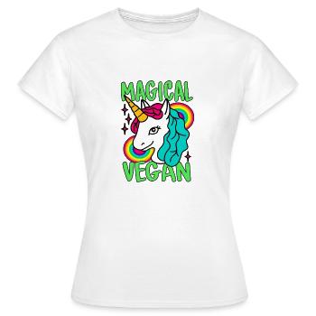 Magisches Go Vegan-Einhorn - Frauen T-Shirt - Weiß - Vorne - AI Model Female 172 dark (172cm)
