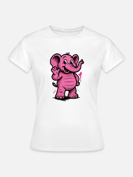 PinkElefant Cartoonfigur Freude - Frauen T-Shirt - Weiß