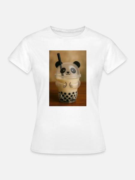 Panda Bubble Tea Cup Grafik - Frauen T-Shirt - Weiß