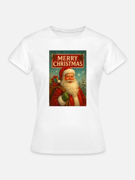 Vintage Weihnachtsmann und Geschenke - Frauen T-Shirt - Weiß
