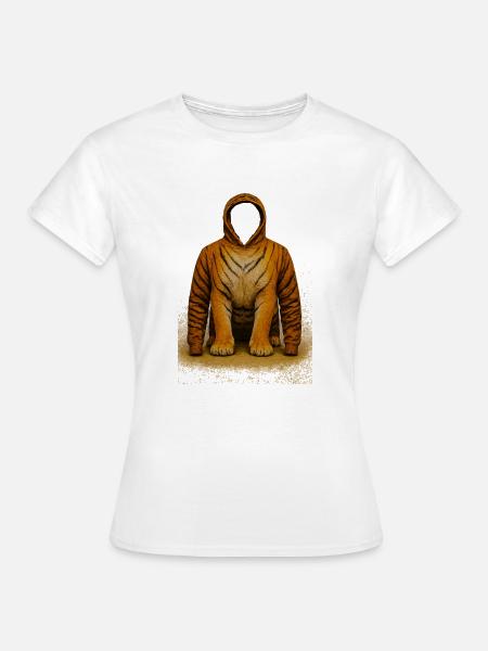 Tiger Hoodie Illustration - Frauen T-Shirt - Weiß