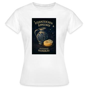 Signe du zodiaque Äppelwoi Ascendant Handkäs - T-shirt Femme - blanc - Devant - AI Model Female 172 dark (172cm)