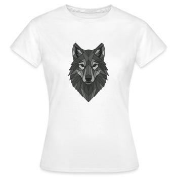 Tête de loup gris géométrique - T-shirt Femme - blanc - Devant - AI Model Female 172 dark (172cm)