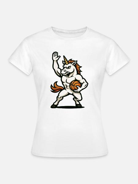 Basketball-Einhorn-Krieger - Frauen T-Shirt - Weiß