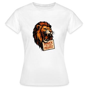 Löwenkraft Plakat Slogan - Frauen T-Shirt - Weiß - Vorne - AI Model Female 172 dark (172cm)