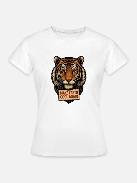 Tigerkopf Make Earth Cool Again - Frauen T-Shirt - Weiß