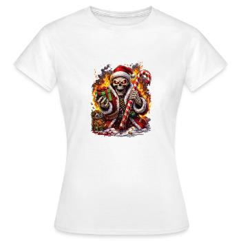 Squelette de Feu avec Canne d’Orge - T-shirt Femme - blanc - Devant - AI Model Female 172 dark (172cm)