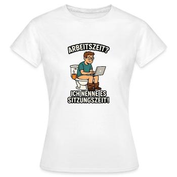Sitzungszeit am Laptop - Frauen T-Shirt - Weiß - Vorne - AI Model Female 172 dark (172cm)