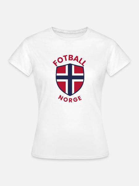 Norges fotballskjold i flaggfarger - T-skjorte for kvinner - hvit