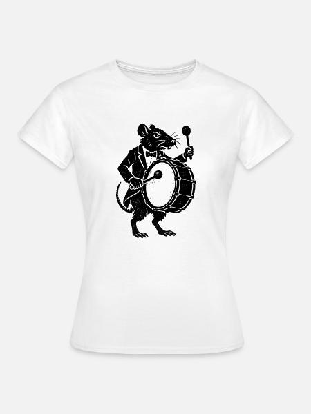 Ratte im Smoking Trommler - Frauen T-Shirt - Weiß