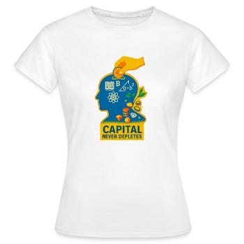 Kapital entfacht Wissen - Frauen T-Shirt - Weiß - Vorne - AI Model Female 172 dark (172cm)