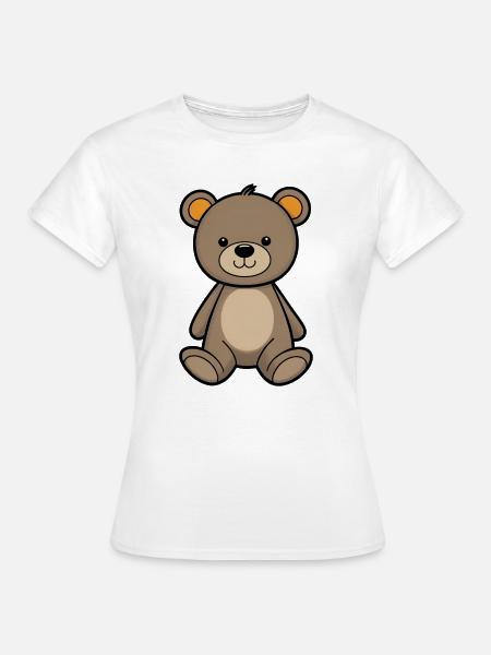 Kuschelbär Illustration Samtbraun - Frauen T-Shirt - Weiß