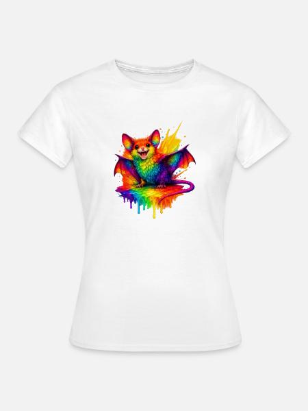 Regenbogenfledermaus Splash - Frauen T-Shirt - Weiß