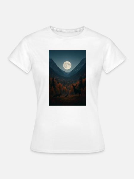 Mondlicht im Waldtal - Frauen T-Shirt - Weiß