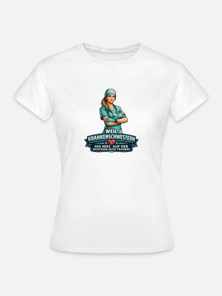 Krankenschwester Herzseite Design - Frauen T-Shirt - Weiß