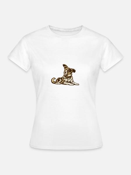 Karamellfarbener Hund liegend - Frauen T-Shirt - Weiß