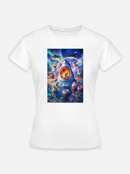 Welpenhai im Farbchaos - Frauen T-Shirt - Weiß