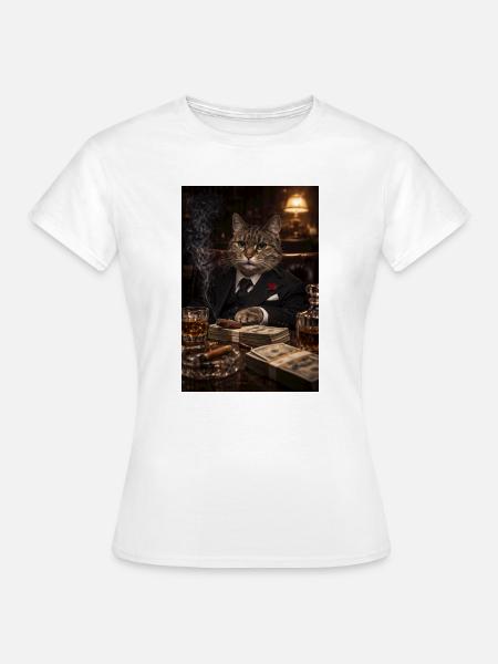 Katzenfinanzier im Smoking - Frauen T-Shirt - Weiß