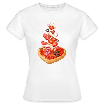 Pizza in Herzform mit Salami Illustration - Frauen T-Shirt - Weiß - Vorne - AI Model Female 172 dark (172cm)