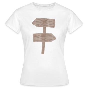 Woodland Signpost Wood Grain Graphic - Women's T-Shirt - white - Front - AI Model Female 172 dark (172cm)