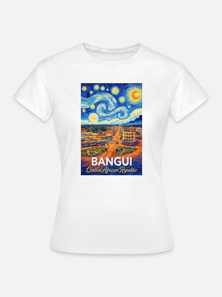 Bangui Cityscape Poster Starry Night - Frauen T-Shirt - Weiß