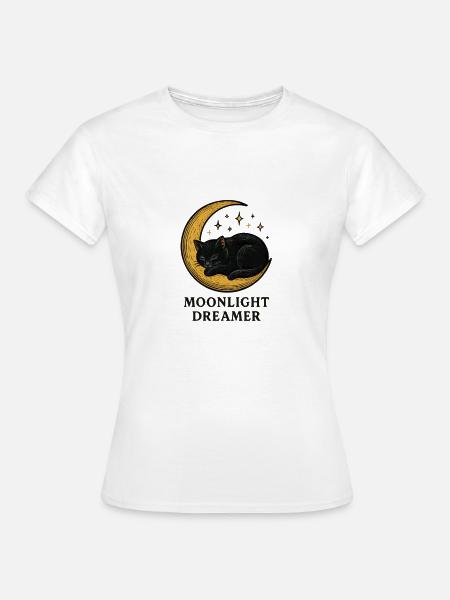 Mondlichtträumer Katze - Frauen T-Shirt - Weiß