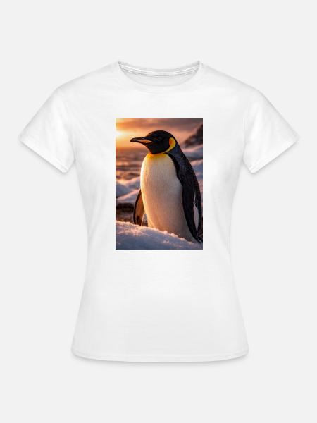 Pinguin im Schein des Sonnenuntergangs - Frauen T-Shirt - Weiß