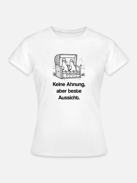 Lustige Möwen im Strandkorb - Frauen T-Shirt - Weiß