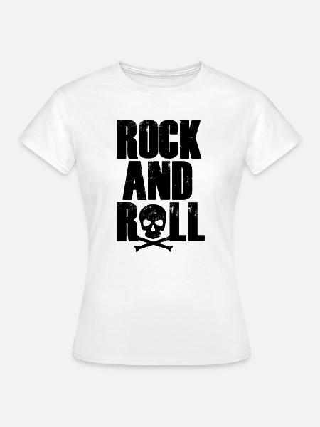 Rock'n'Roll-Typografie mit Totenkopf - Frauen T-Shirt - Weiß