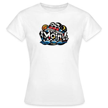Moin! Schiff Op-Art Design Maritim oryggy - Frauen T-Shirt - Weiß - Vorne - AI Model Female 172 dark (172cm)