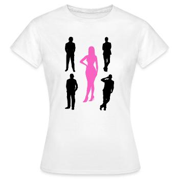 One Woman Four Men - Women's T-Shirt - white - Front - AI Model Female 172 dark (172cm)
