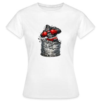 Gorilla boxer out of the barrel - Women's T-Shirt - white - Front - AI Model Female 172 dark (172cm)