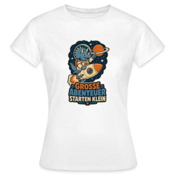 Dino Astronaut – Große Abenteuer starten klein - Frauen T-Shirt - Weiß - Vorne - AI Model Female 172 dark (172cm)