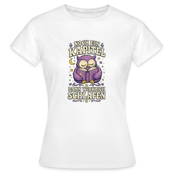 Noch ein Kapitel – Lese-Eule - Frauen T-Shirt - Weiß - Vorne - AI Model Female 172 dark (172cm)