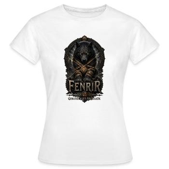 Fenrir Wolf Ragnarök Emblem - Frauen T-Shirt - Weiß - Vorne - AI Model Female 172 dark (172cm)