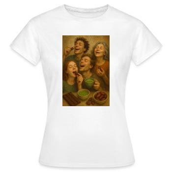 Tour gastronomique : Famille partage du chocolat au cacao - T-shirt Femme - blanc - Devant - AI Model Female 172 dark (172cm)