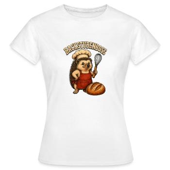 Backstubenboss Igel Koch - Frauen T-Shirt - Weiß - Vorne - AI Model Female 172 dark (172cm)