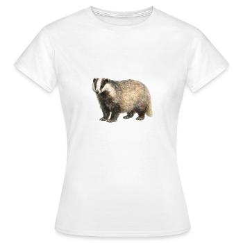 Illustration de blaireau à l’aquarelle - T-shirt Femme - blanc - Devant - AI Model Female 172 dark (172cm)