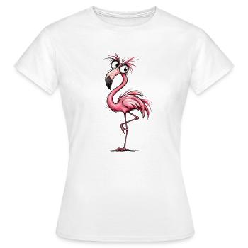 Flamingo Cartoon Pink Groove - Women's T-Shirt - white - Front - AI Model Female 172 dark (172cm)