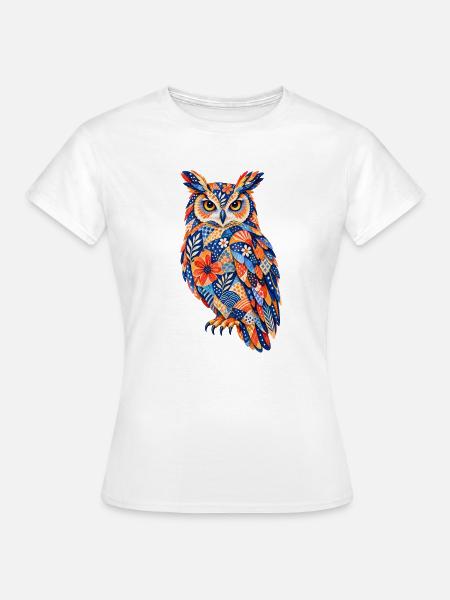 PatchworkEule Farbenpracht - Frauen T-Shirt - Weiß
