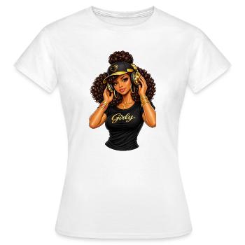 Girly Beats Illustration Hip-Hop - Frauen T-Shirt - Weiß - Vorne - AI Model Female 172 dark (172cm)