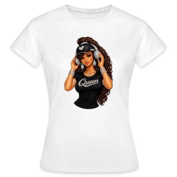 Queen Hip-Hop Glam Illustration - Women's T-Shirt - white - Front - AI Model Female 172 dark (172cm)